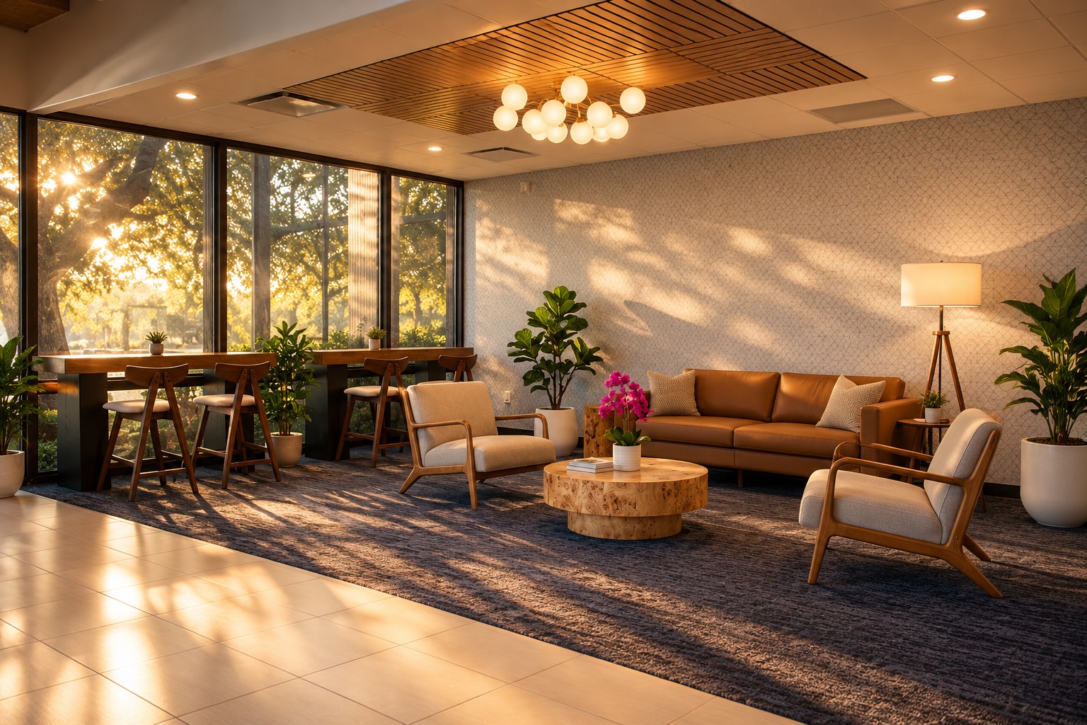 Wide view of the office lounge