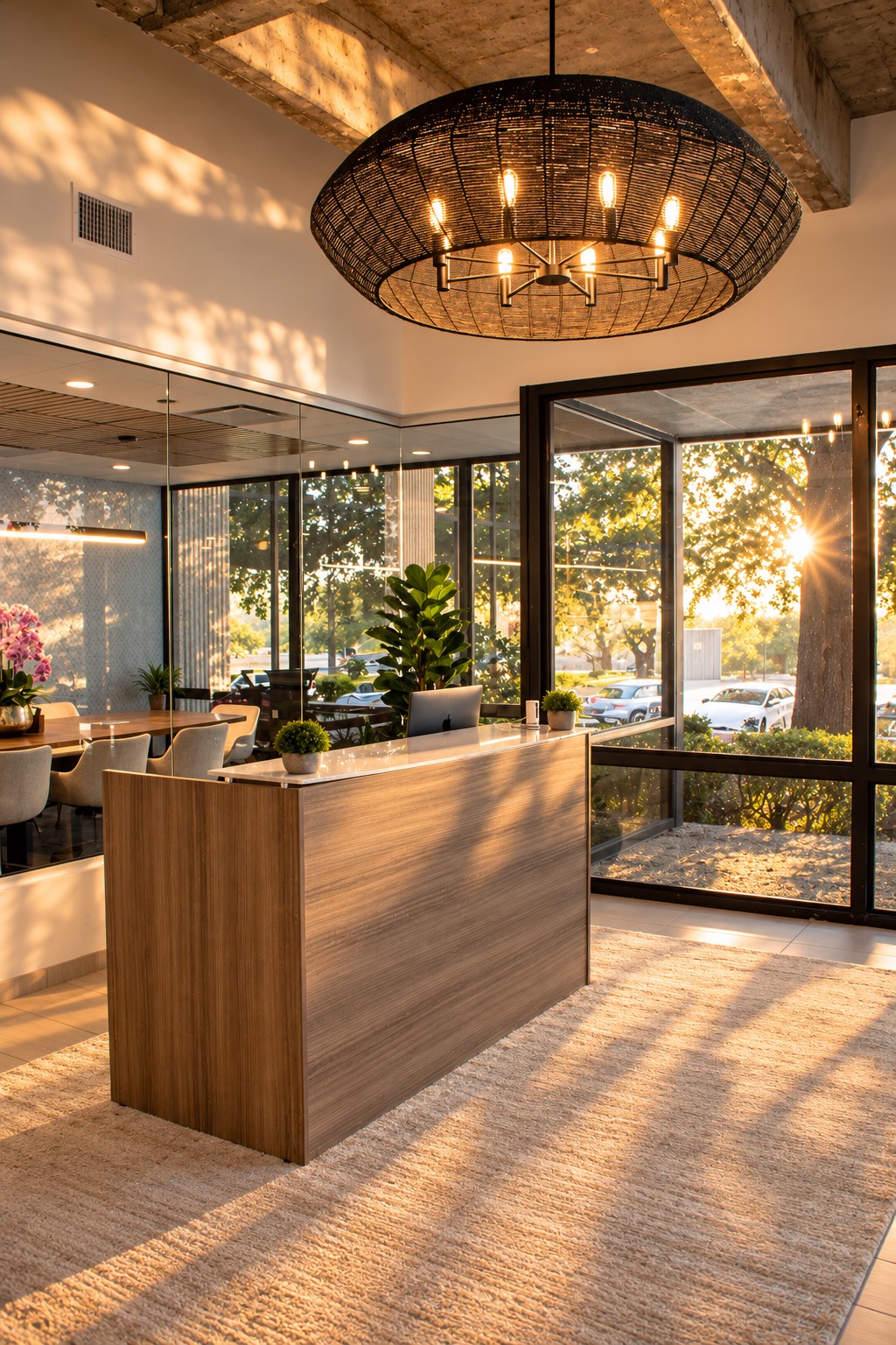 Reception lobby of a renovated office building