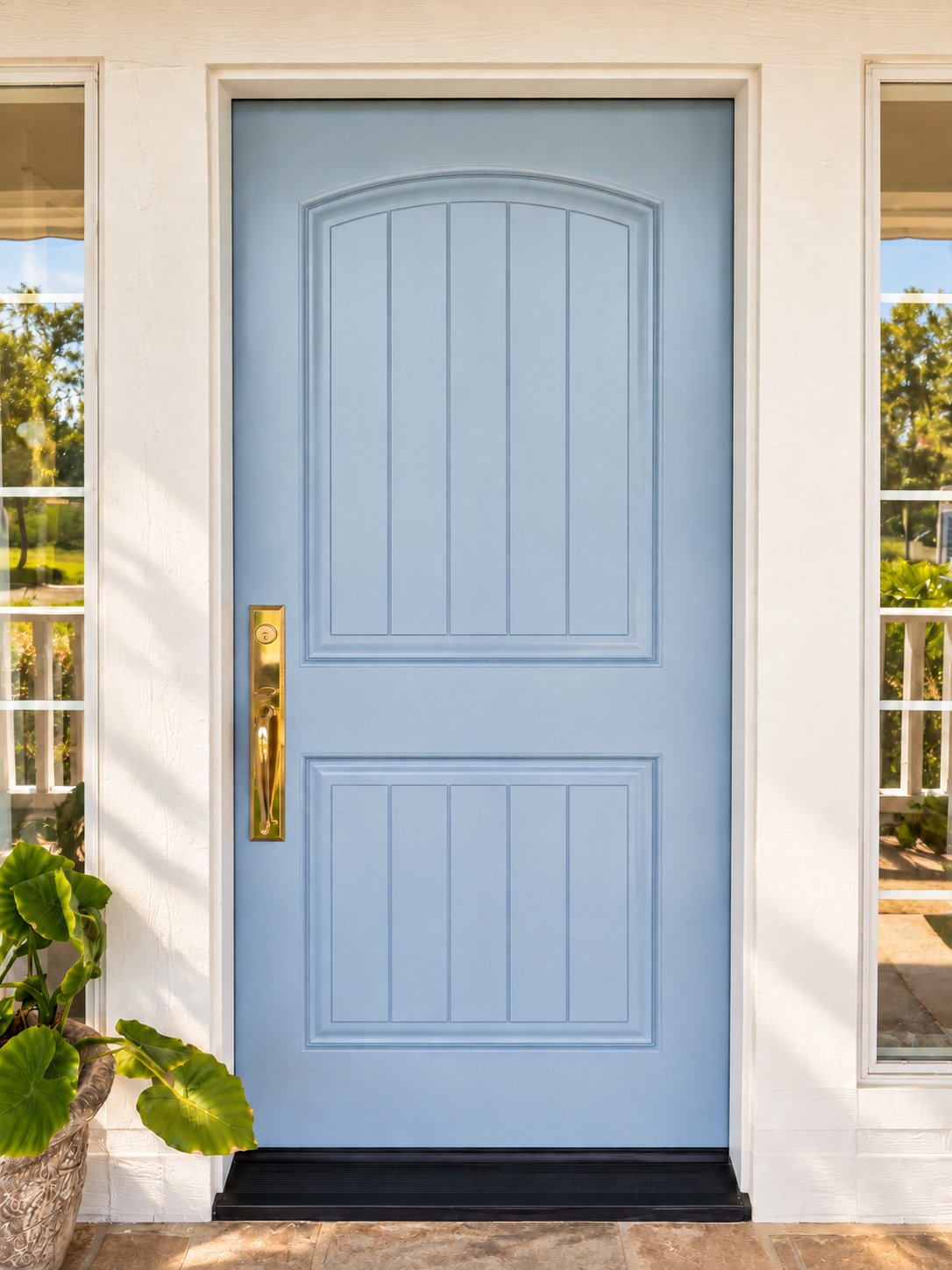 Front door and hardware detail of the Traditional home renovation by Kreifels Construction